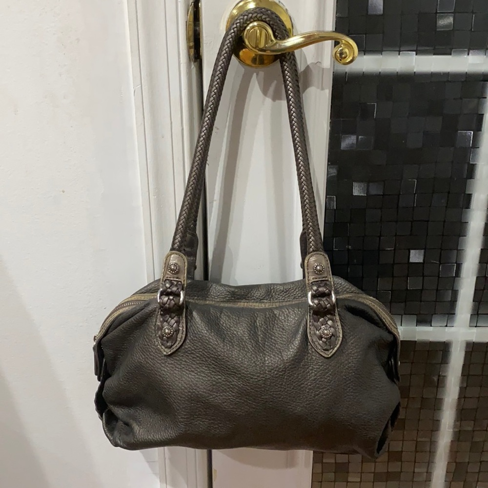 💕 Brighton metallic leather braided satchel bag
